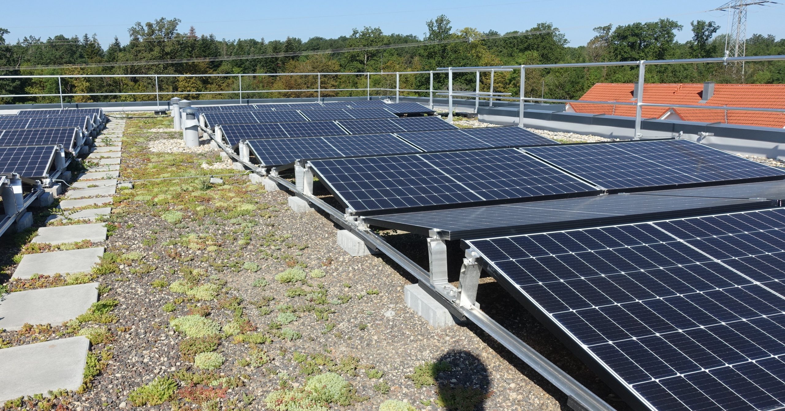 Dachgeländer, PV-Anlage auf Gründach